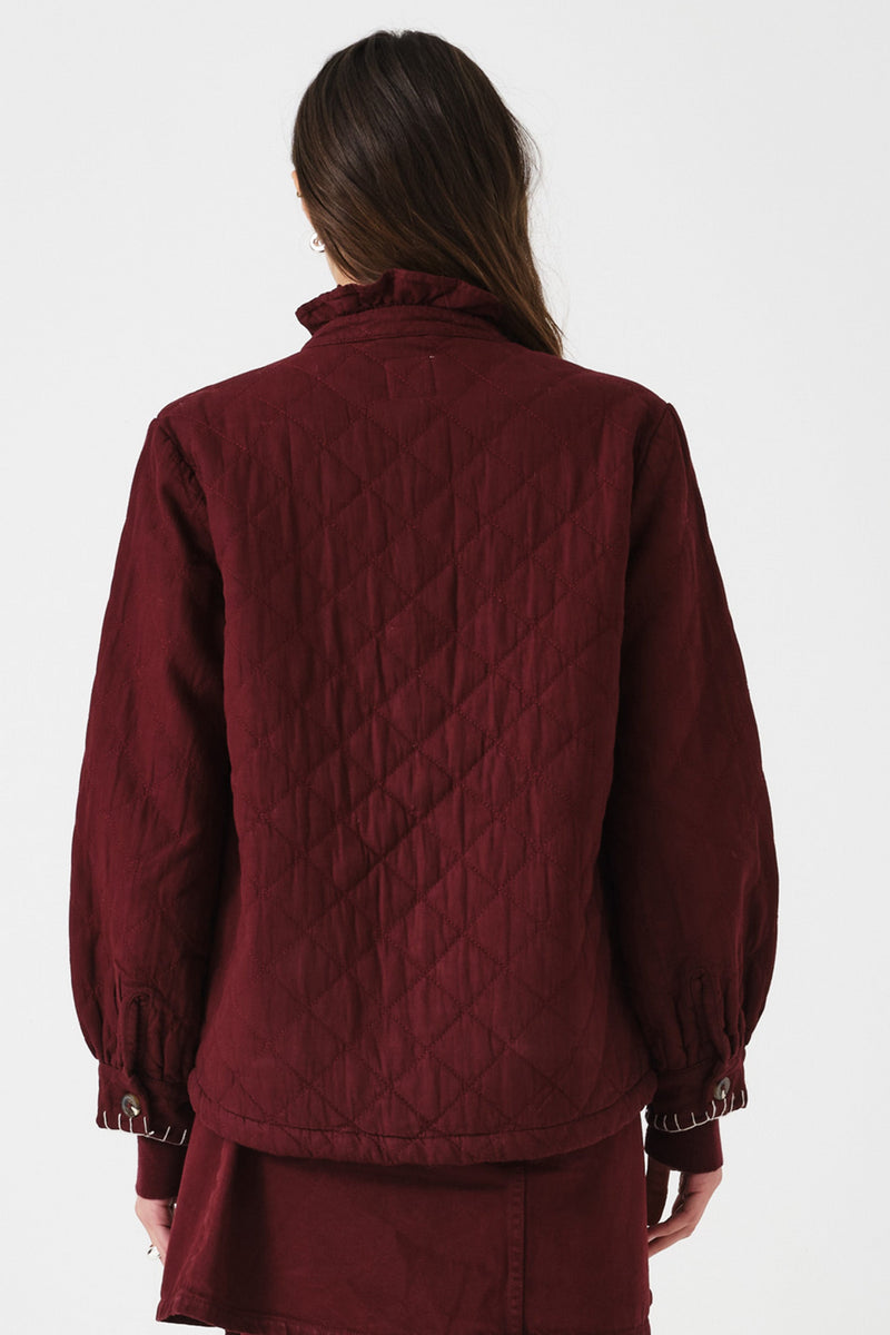 Pablo Quilted Denim Jacket in Mulberry