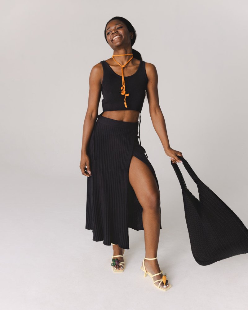 Šatrija: Black Cotton Wrap Skirt