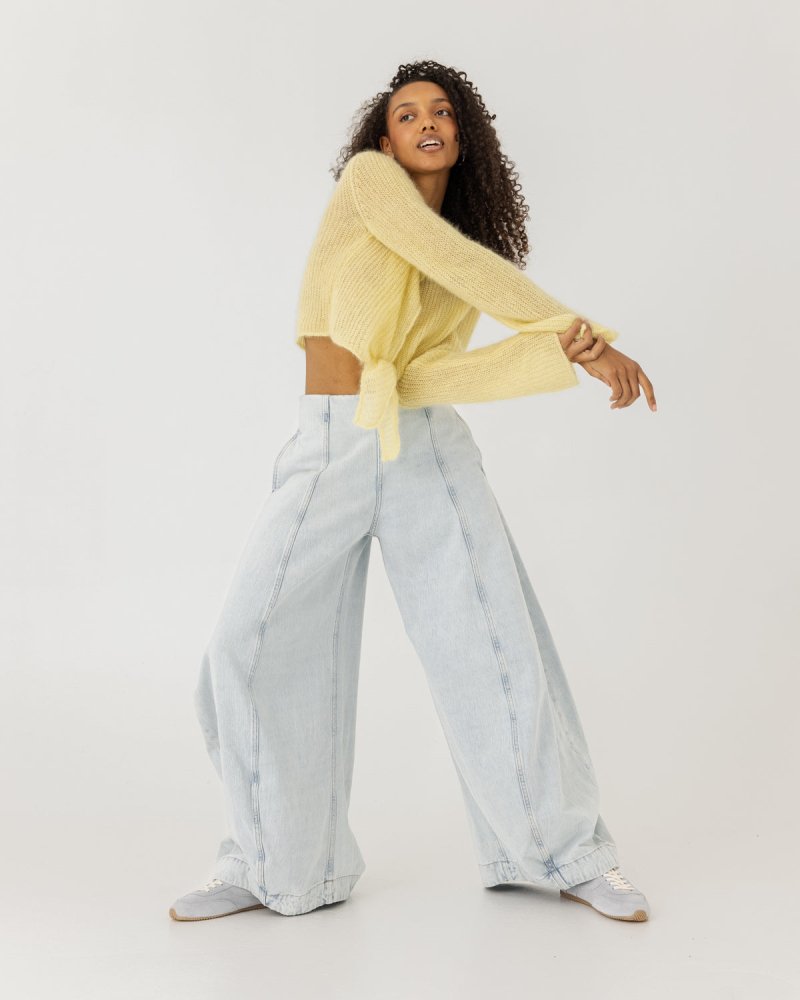 Skraistas: Butter Yellow Silk & Mohair Cropped Cardigan