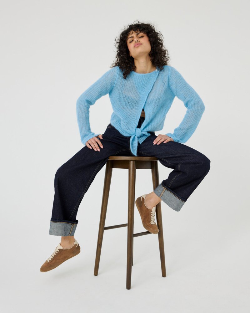 Skraistas: Sea Glass Silk & Mohair Cropped Cardigan