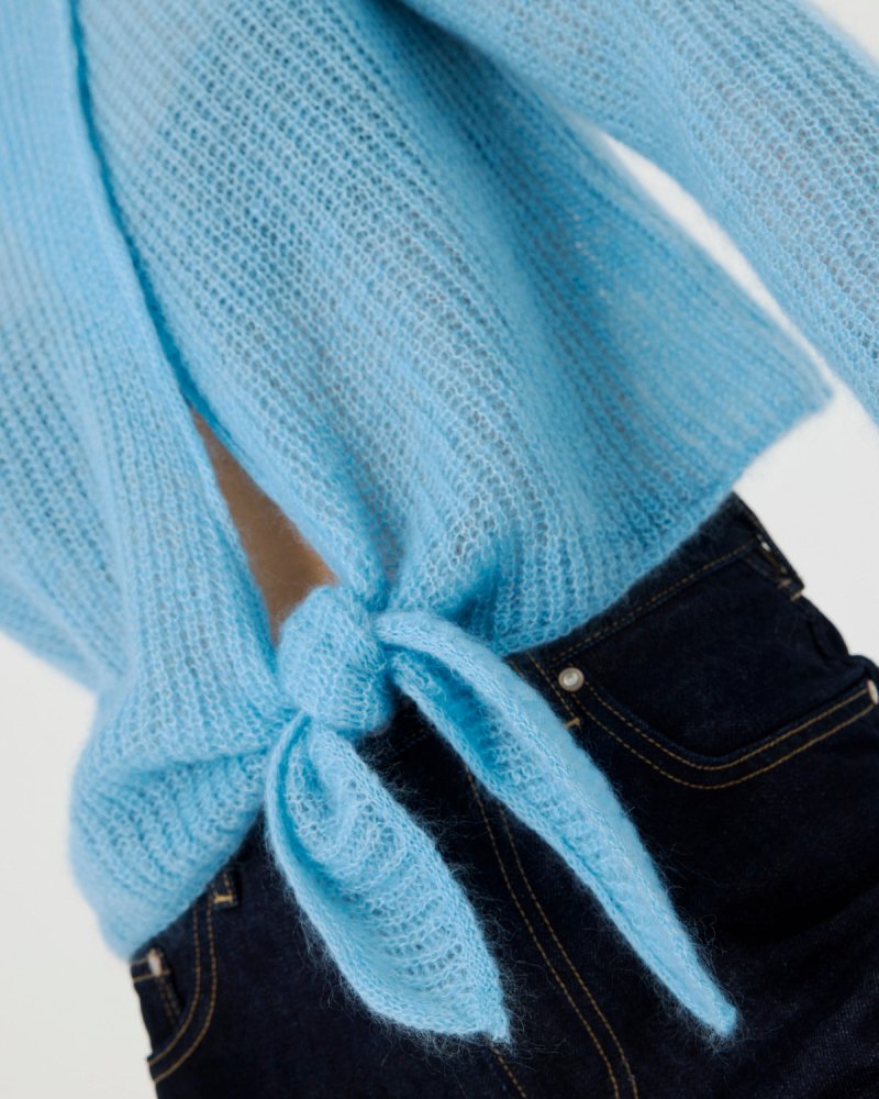 Skraistas: Sea Glass Silk & Mohair Cropped Cardigan