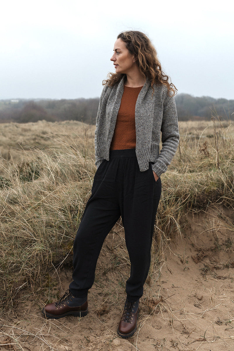 The Kent Donegal Merino Wool Short Cardigan in Flint