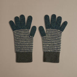 British Made Unisex Merino Wool Marl Gloves in Forest Green