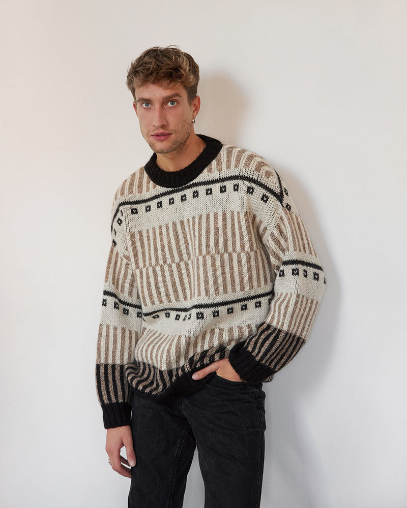 Ethno: Off-White Alpaca Wool Sweater