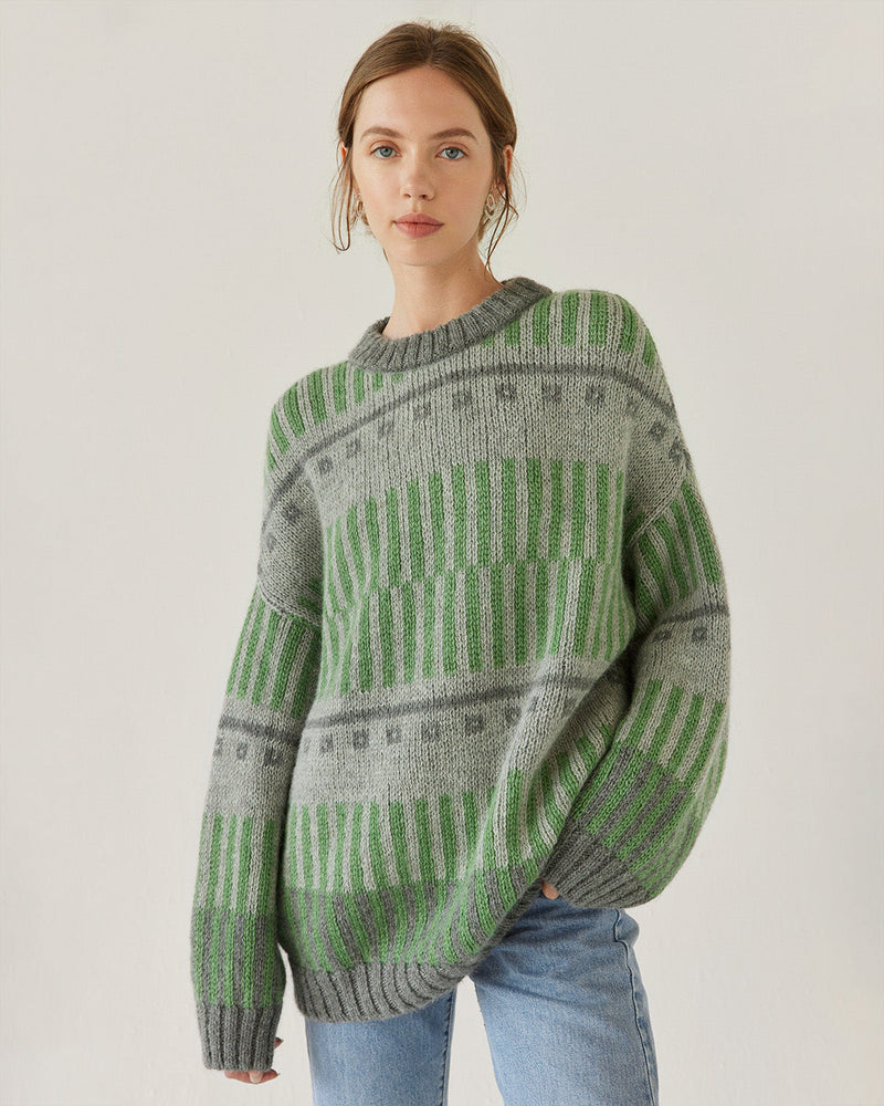 Ethno: Forest Green Alpaca Wool Sweater
