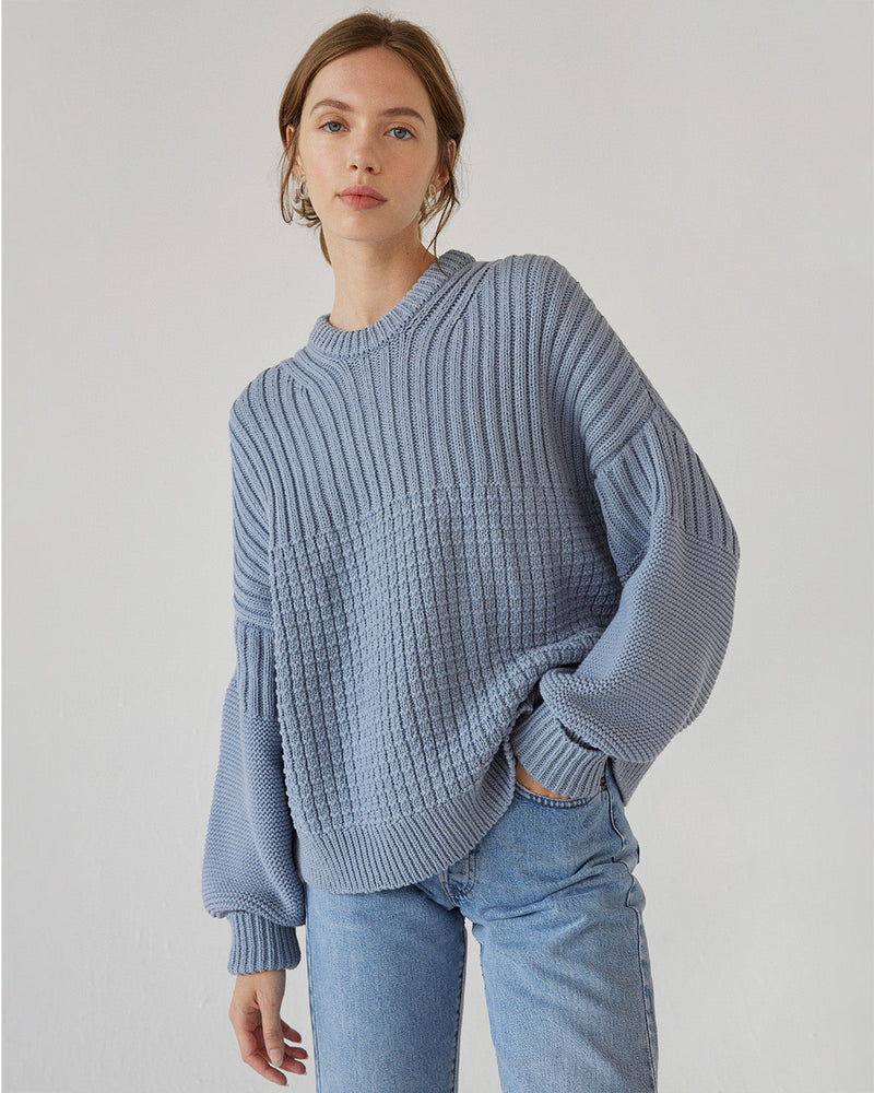 Delčia: Dusty Blue Cotton Sweater