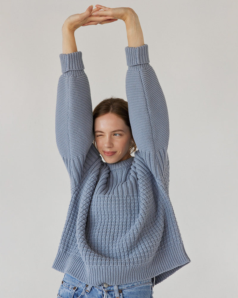 Delčia: Dusty Blue Cotton Sweater