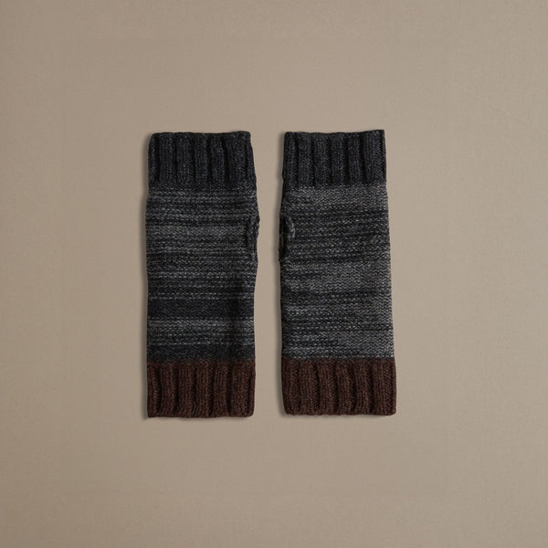 British Made Womens Purl Stitch Wrist Warmers in Charcoal