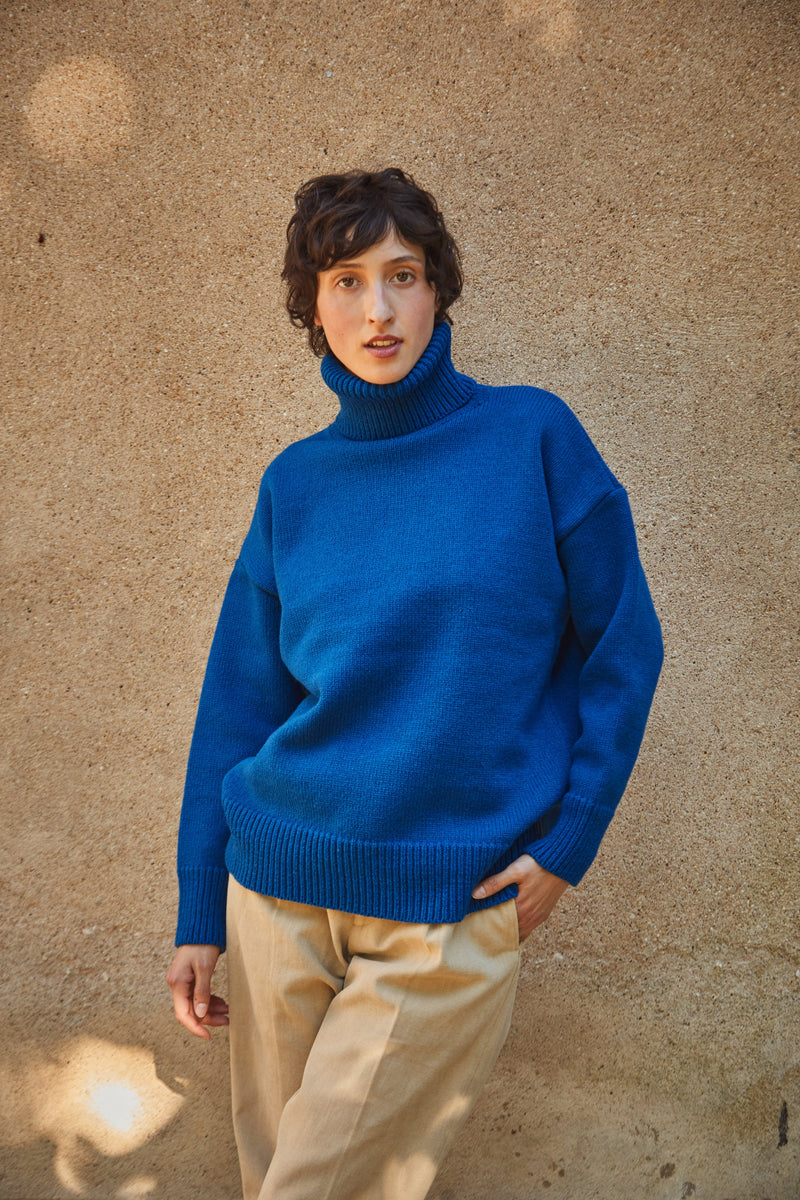  THERESE Sweater - 100% Cruelty Free Merino  Wool in klein blue  Spanish Merino Wool sweater - L'Envers