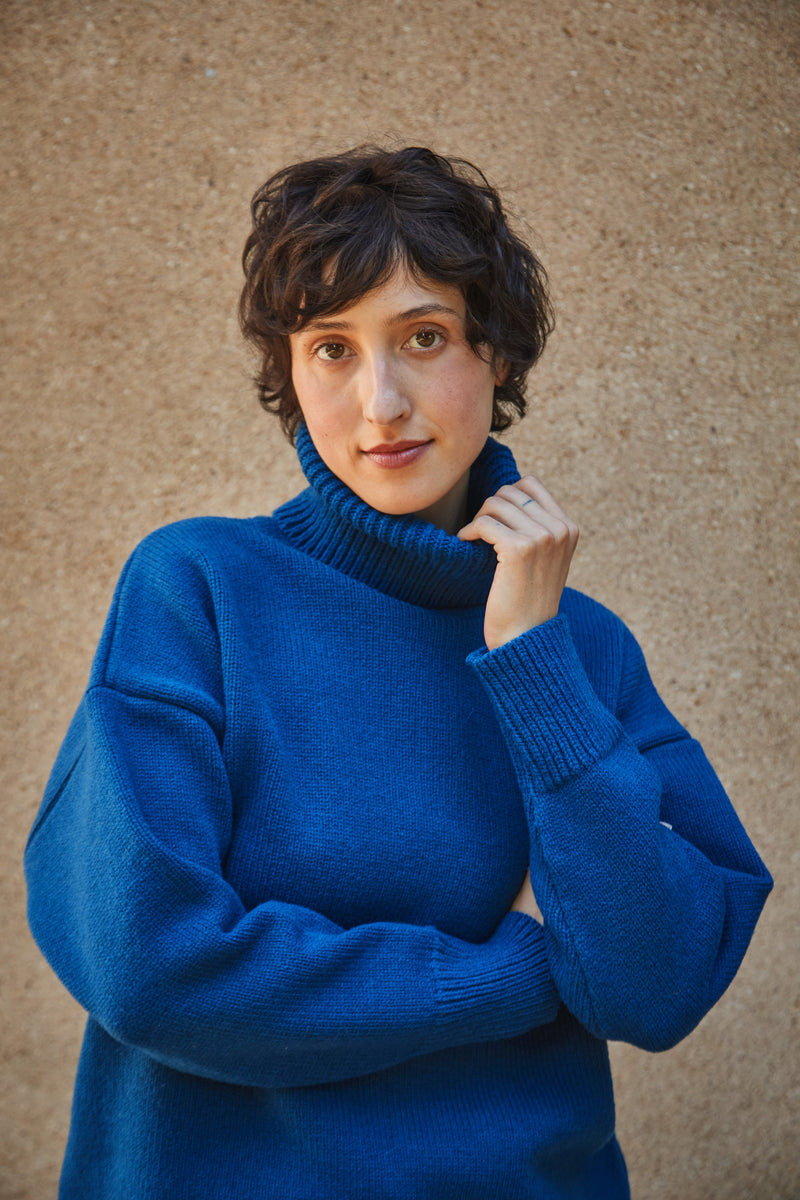  THERESE Sweater - 100% Cruelty Free Merino  Wool in klein blue  Spanish Merino Wool sweater - L'Envers