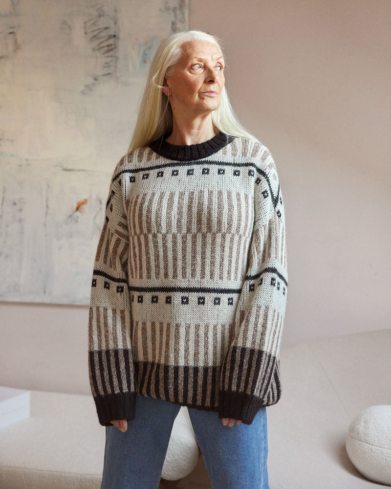 Ethno: Off-White Alpaca Wool Sweater