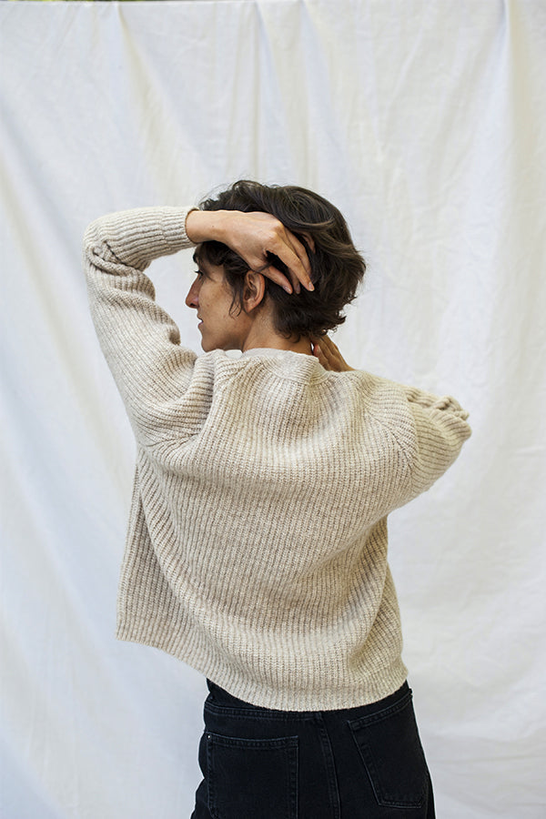 L'Envers - Anna Spanish Wool Cardigan - Non Mulesed Certificated - Color Beige - Back Picture