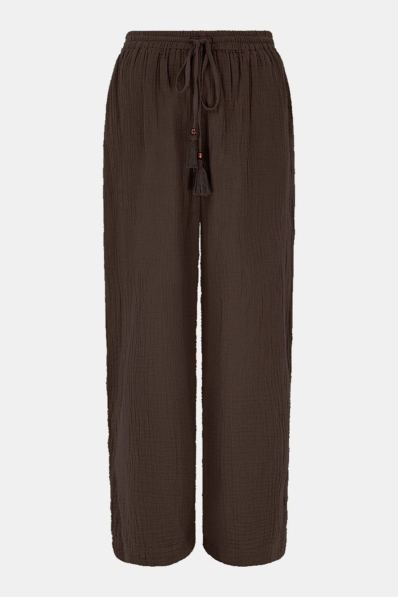Front of Amanda Chocolate Cotton Trouser by East.co.uk