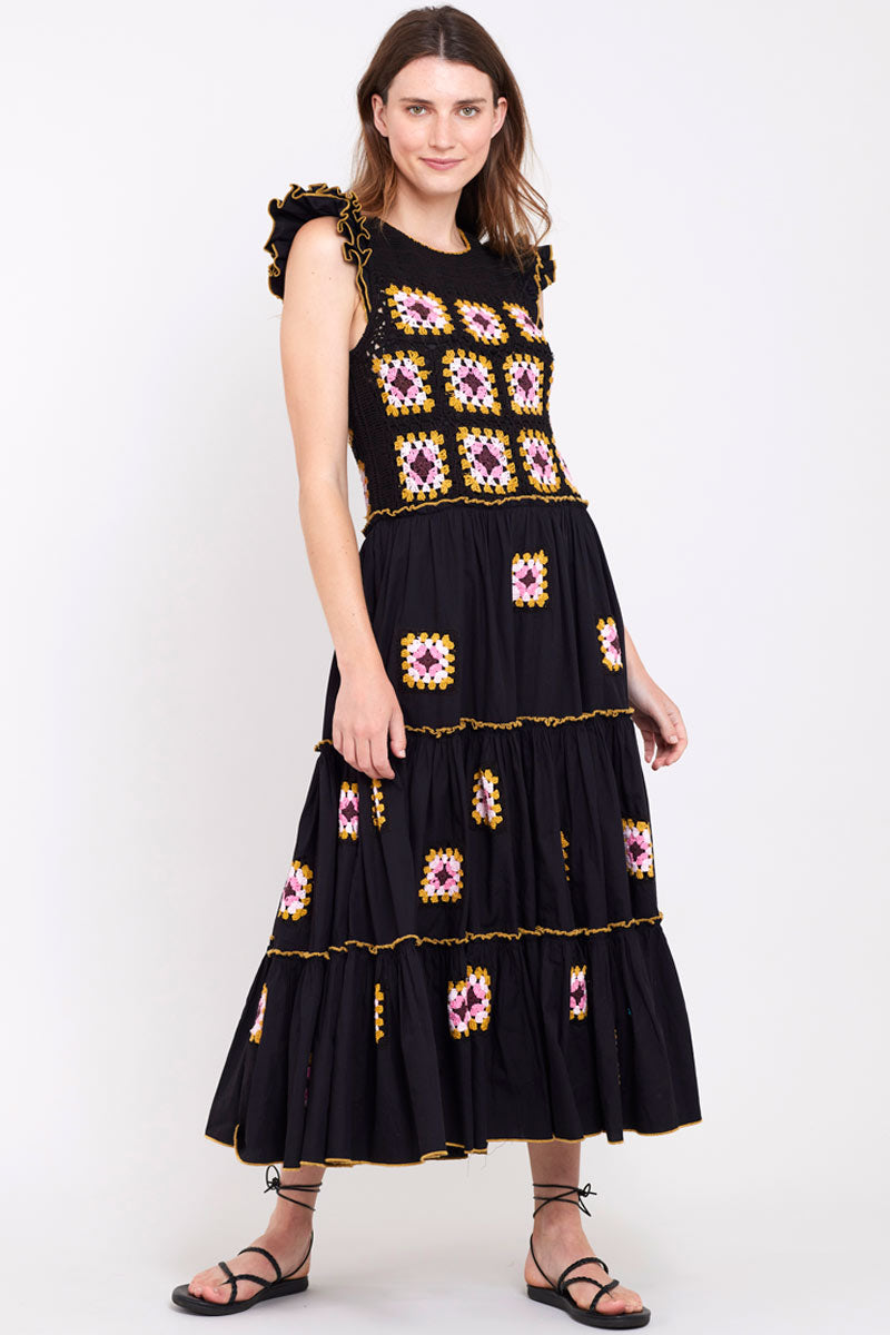 Billie Crochet Black Cotton Dress