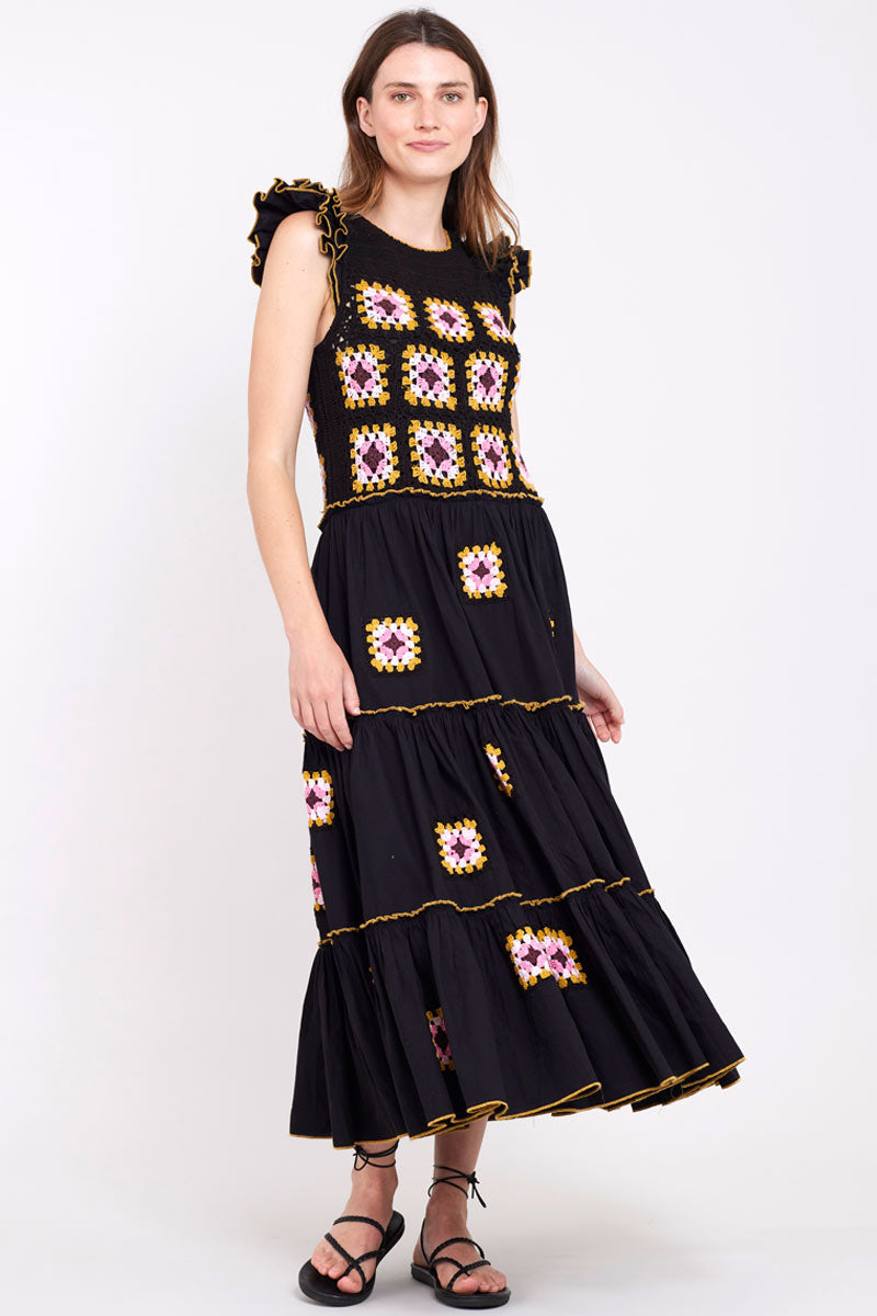Billie Crochet Black Cotton Dress
