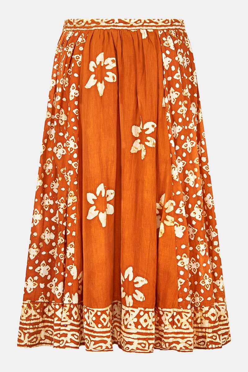 Brielle Batik Rust Organic Cotton Skirt