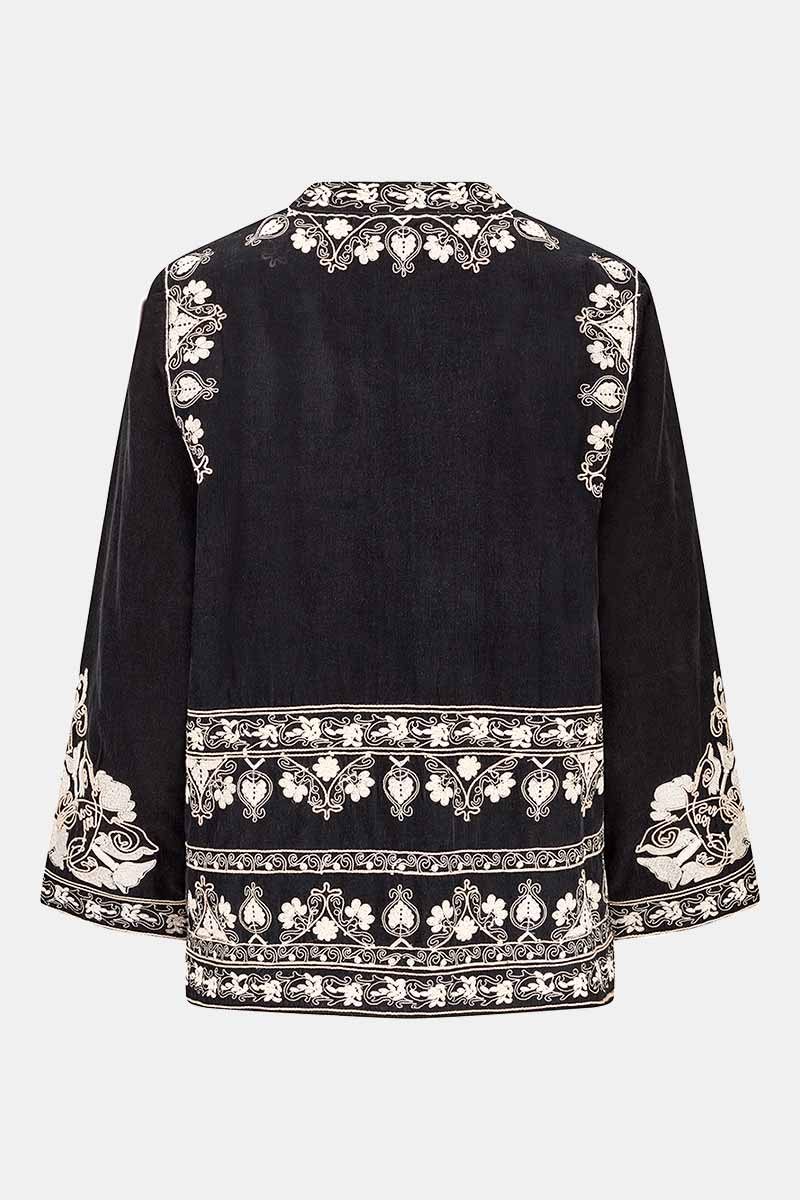 Back view cut out image of eveline embroidered jacket