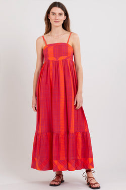 Fuchsia Handloom Cotton Sleeveless Dress