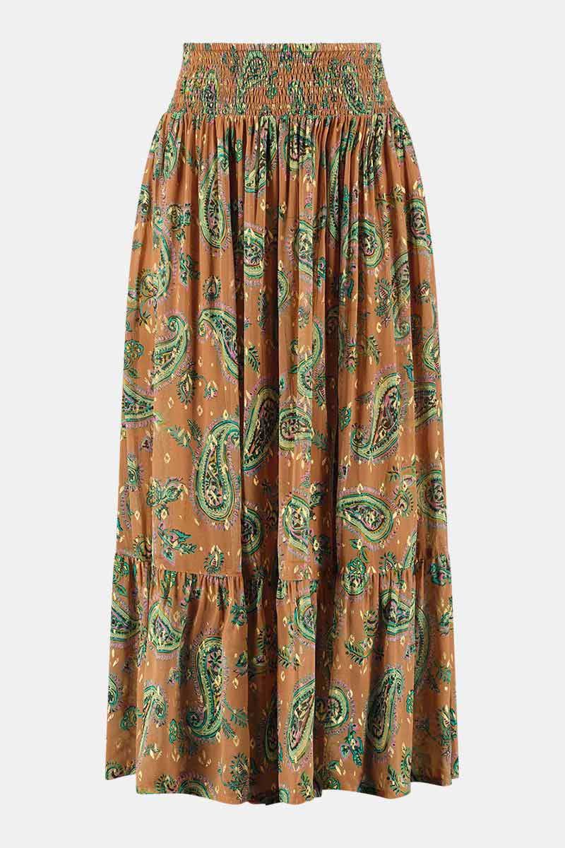 Heidi Chestnut Georgette Foil Skirt