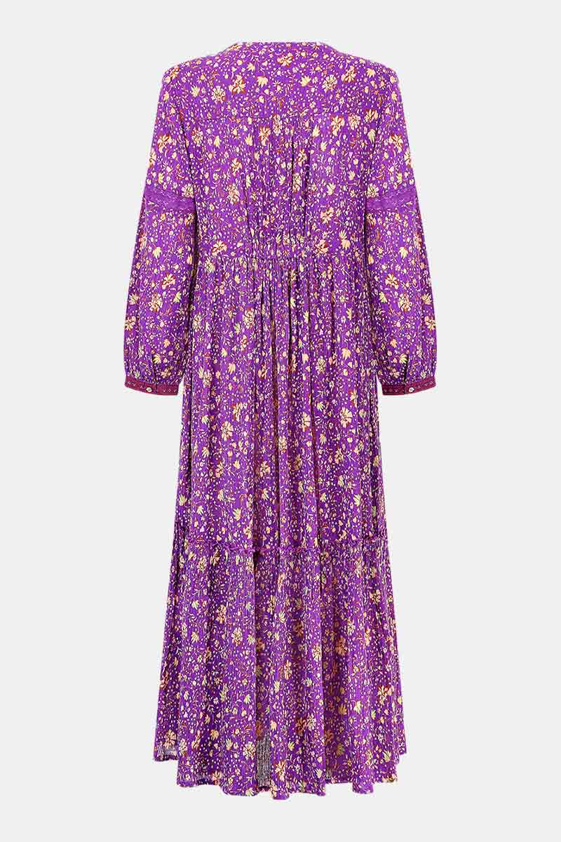 Back of Lana Grape BCI Cotton Dress by East.co.uk