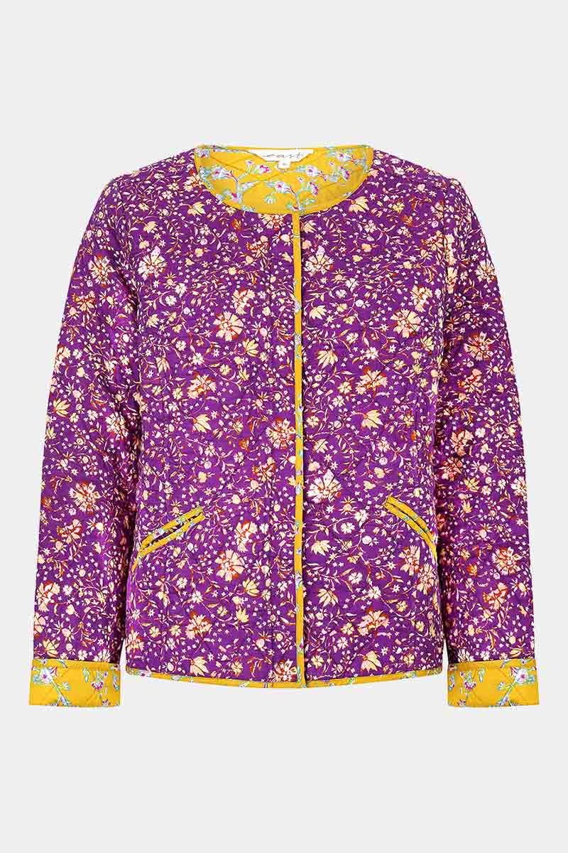 Front of Lana Grape Organic Cotton Quilted Jacket by East.co.uk