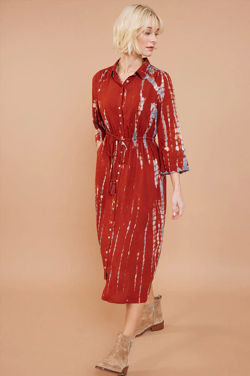 Vera Terracotta Tie-Dye Dress