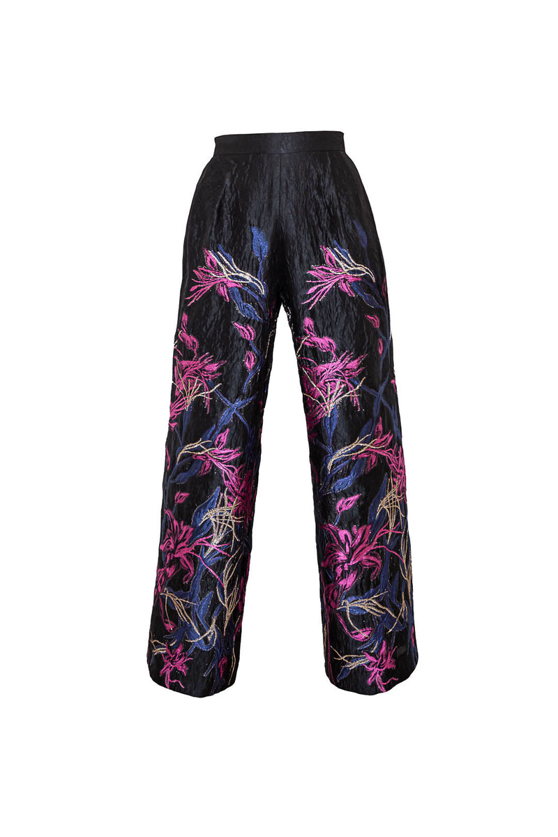 flowers brocade trousers