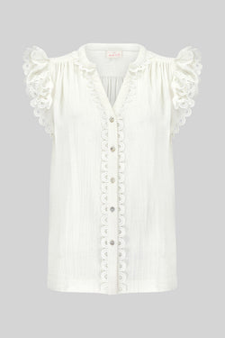 East Heritage Hera White Frill Top