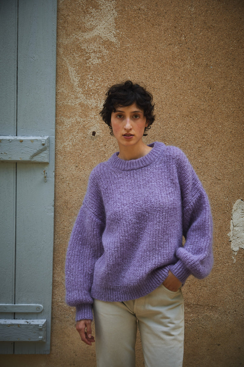 LUCIE Sweater - 100% Cruelty Free Merino mohair Wool in lila- Spanish Merino Wool sweater - L'Envers
