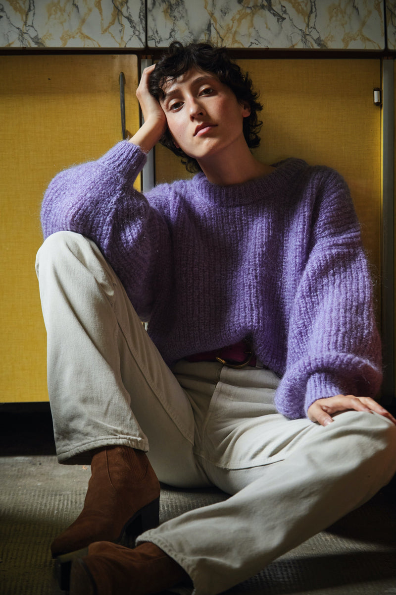 LUCIE Sweater - 100% Cruelty Free Merino mohair Wool in lila- Spanish Merino Wool sweater - L'Envers