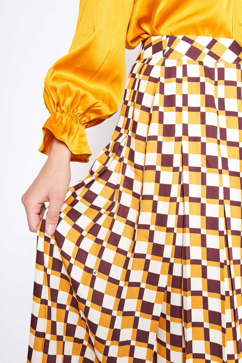 Checkerboard Midi Skirt