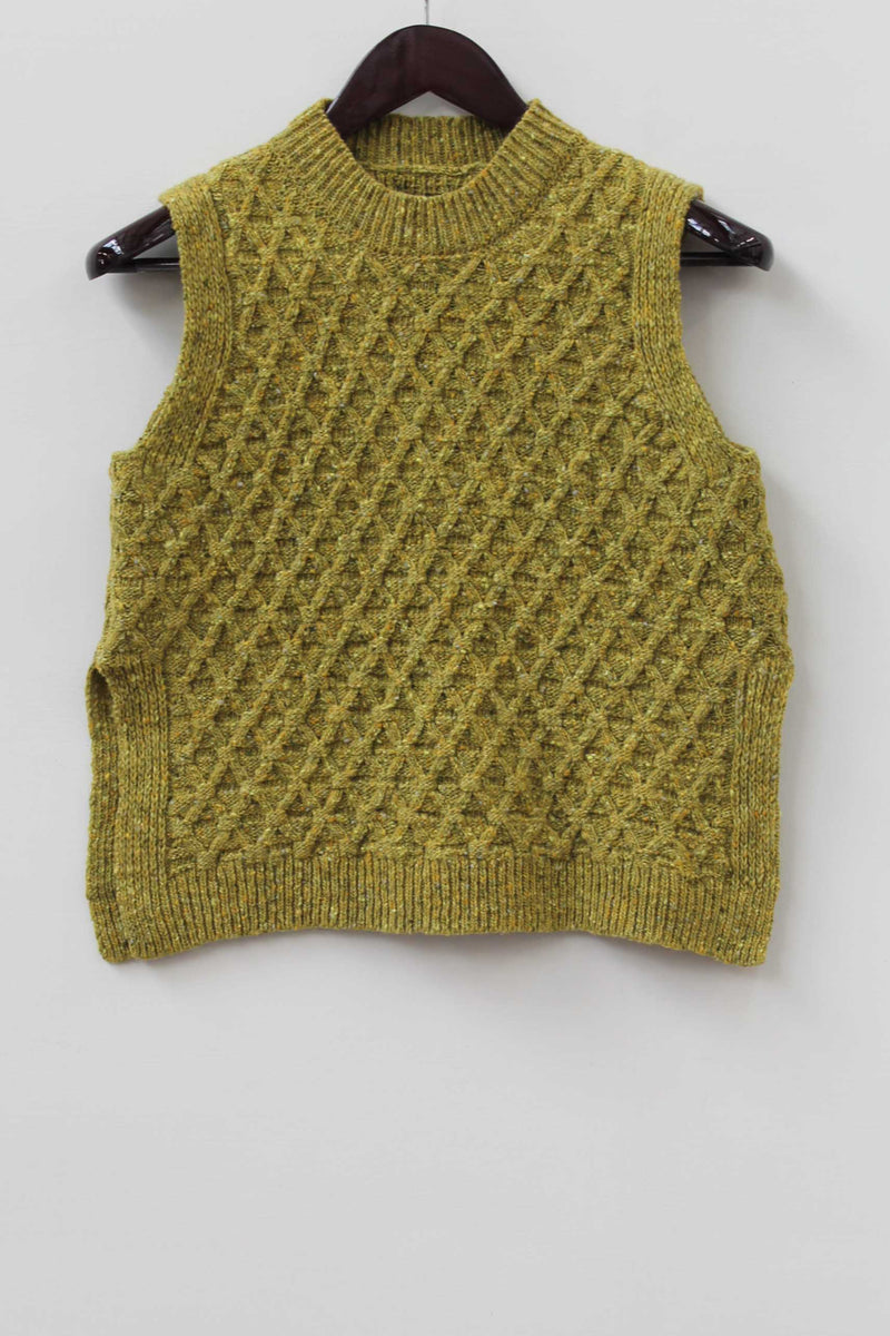 The Lawson Donegal Merino Wool Vest in Lime