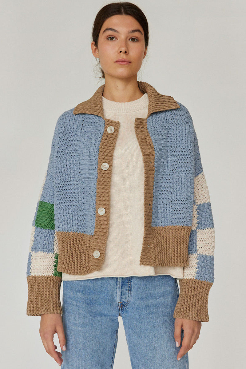 Prietema: Fantasy Blue Crochet Cotton Jacket