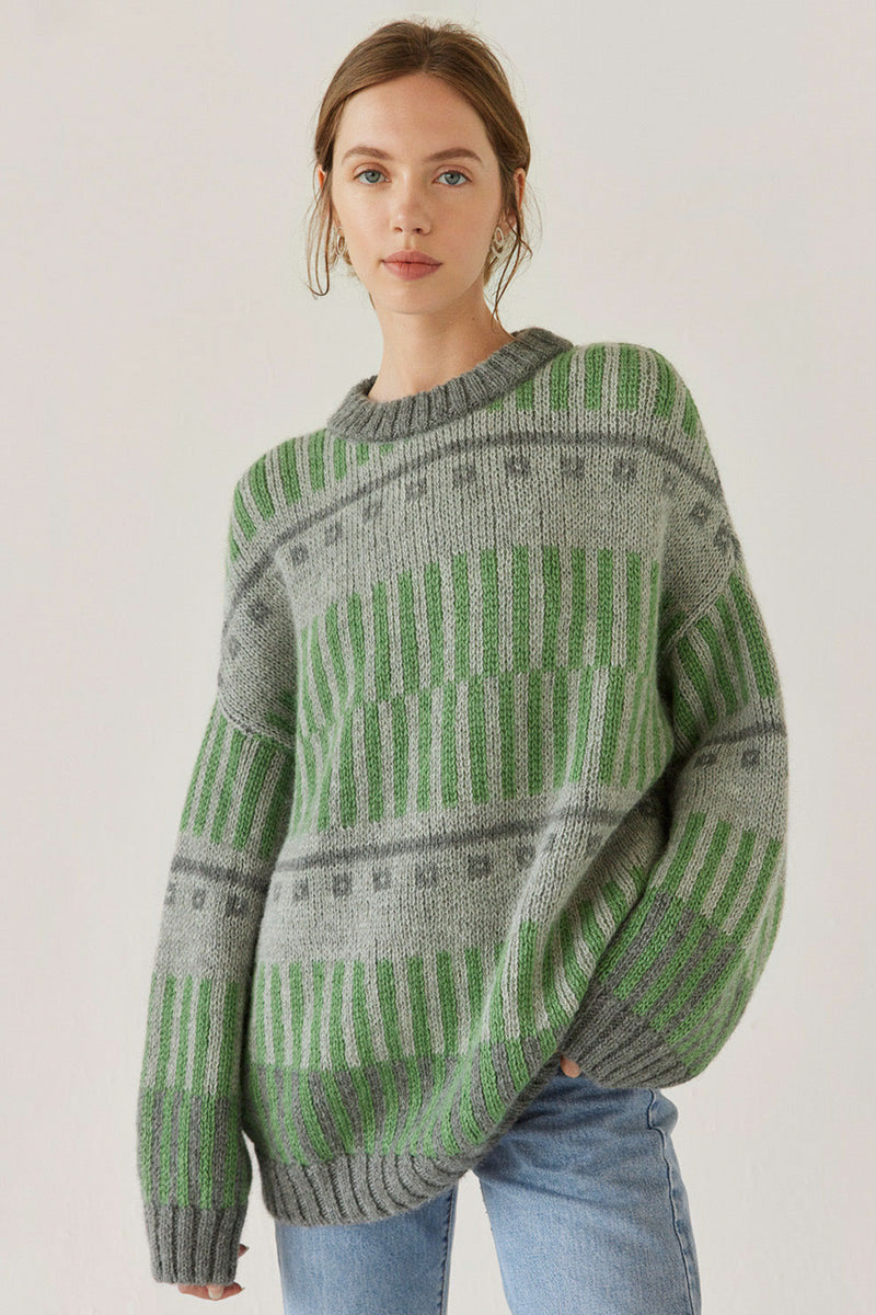 Ethno: Forest Green Alpaca Wool Sweater