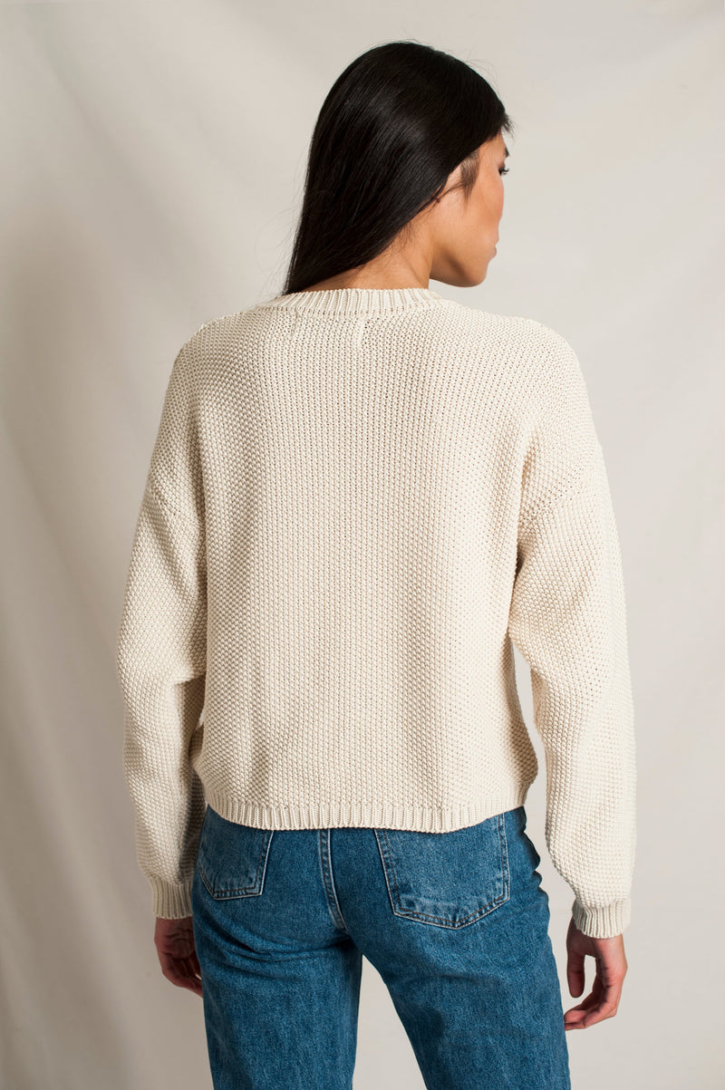 L'Envers - Paola Organic Cotton Sweater - GOTS certificated - Color Off-White - Zoom Picture