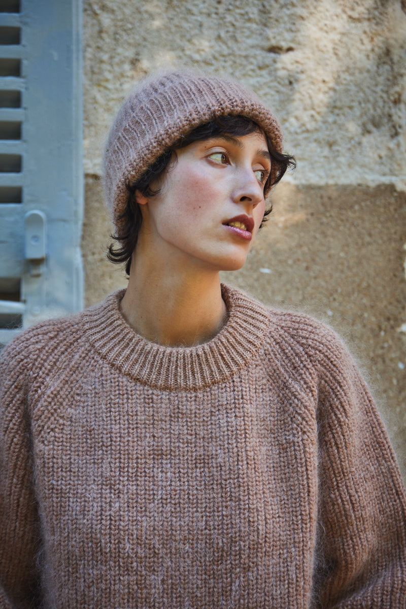 AGNES Sweater - 100% Cruelty Free Merino   Mohair Wool in light pink Spanish Merino Wool sweater - L'Envers
