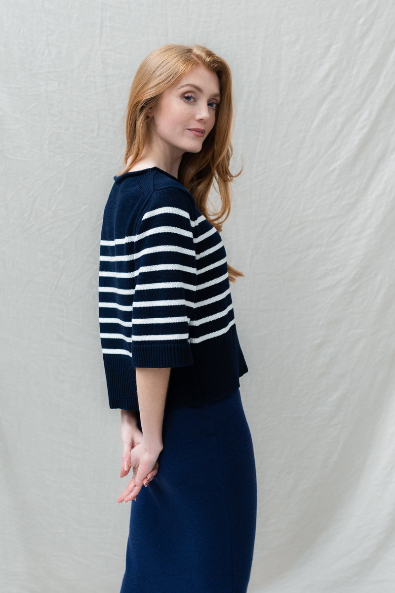 The Marinière Organic Cotton Sweater in French Navy / Ecru