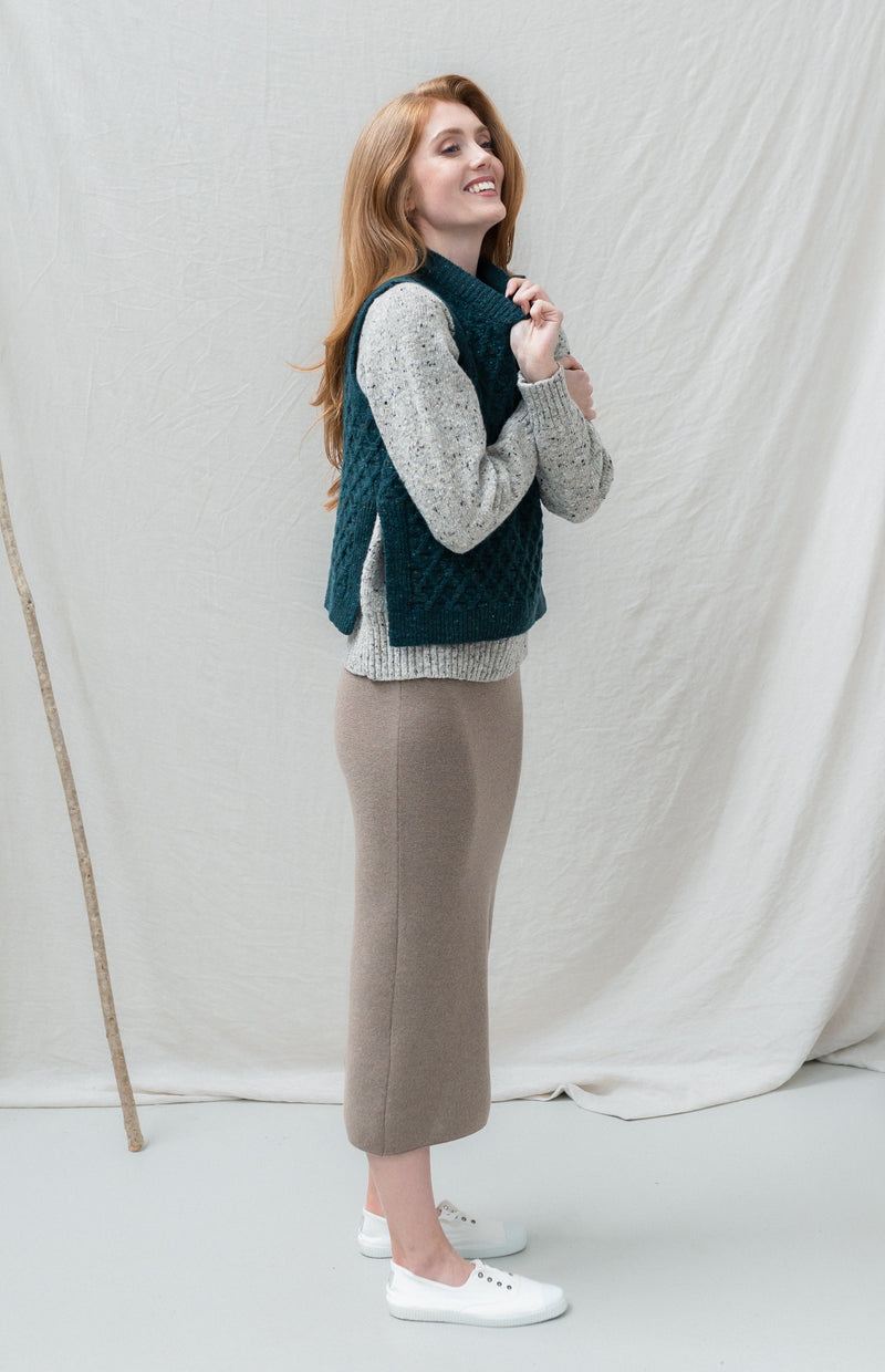 The Lawson Donegal Merino Wool Vest in Lagoon