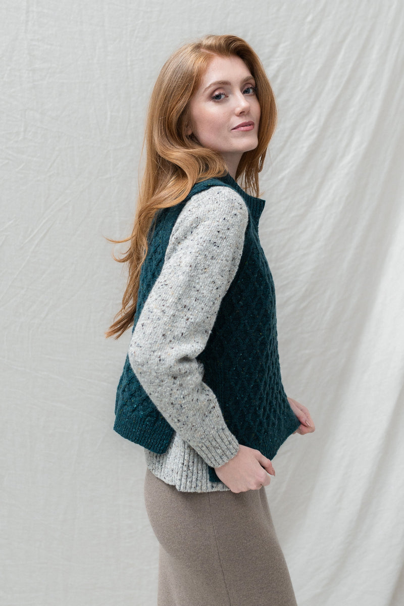 The Lawson Donegal Merino Wool Vest in Lagoon