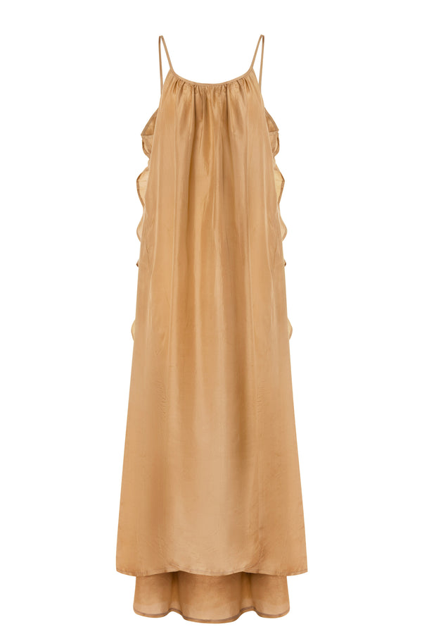 Syros Silk Dress - Golden Bare