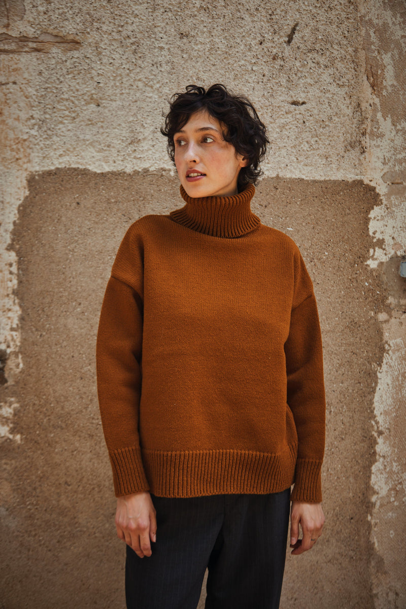  THERESE Sweater - 100% Cruelty Free Merino Wool in Amber Spanish Merino Wool sweater - L'Envers