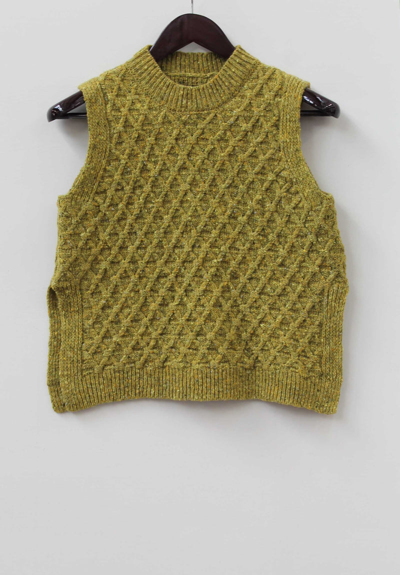 The Lawson Donegal Merino Wool Vest in Lime