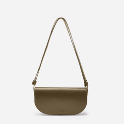 Our Mini Millais bag in recycled leather with shortest strap to be a shoulder bag
